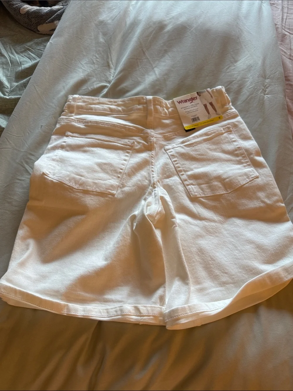 Wrangler White Denim Shorts with Back Pockets